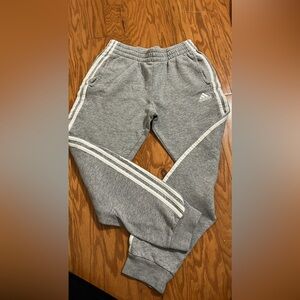 Adidas Kids Gray Joggers with White Stripes